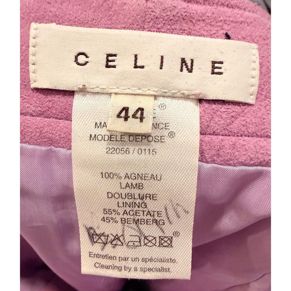 Celine Lavender Lambskin Suede Pencil Skirt Size 44 Luxury Minimalist - Picture 6 of 6